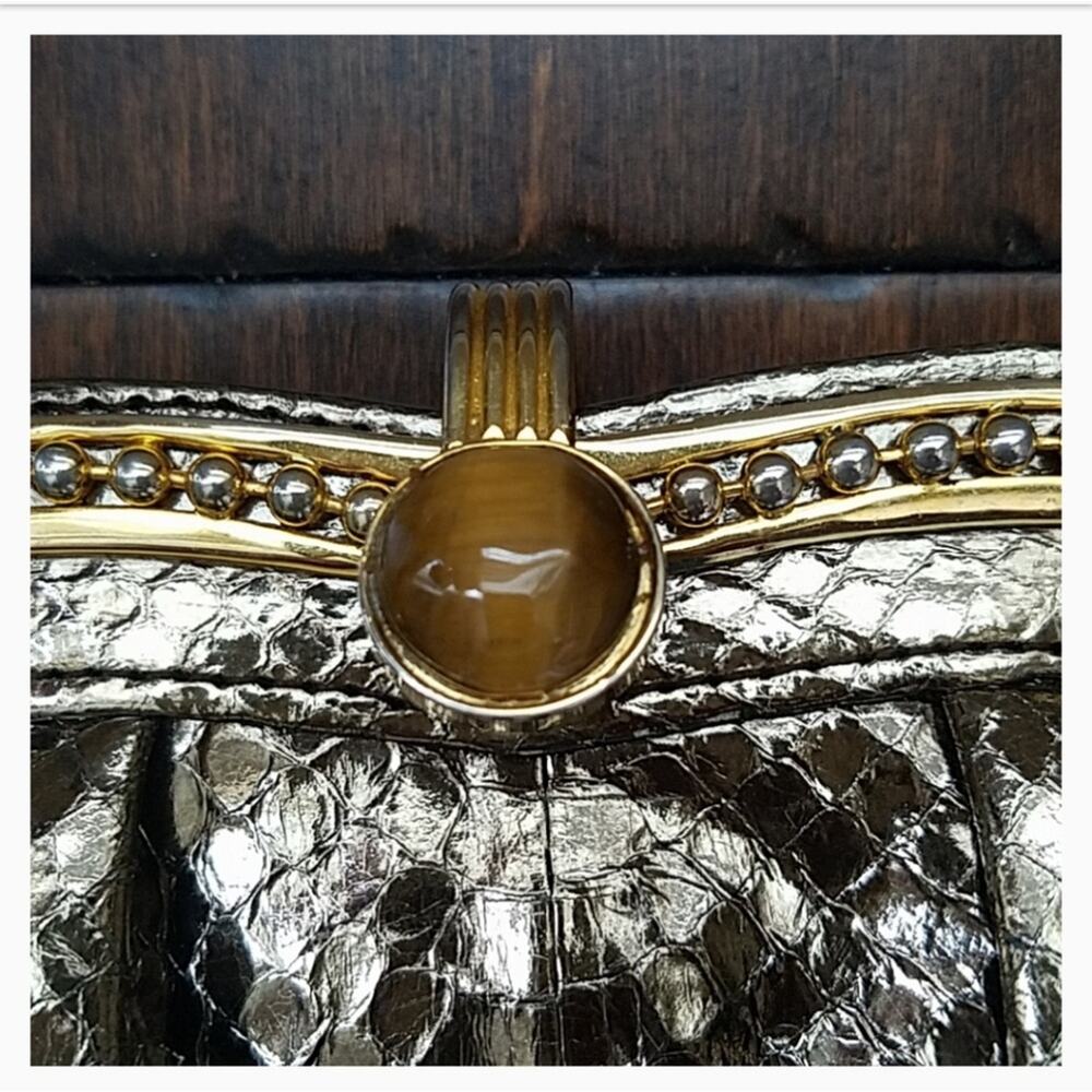 Vintage Metallic Python Effect Classic Handbags H… - image 2